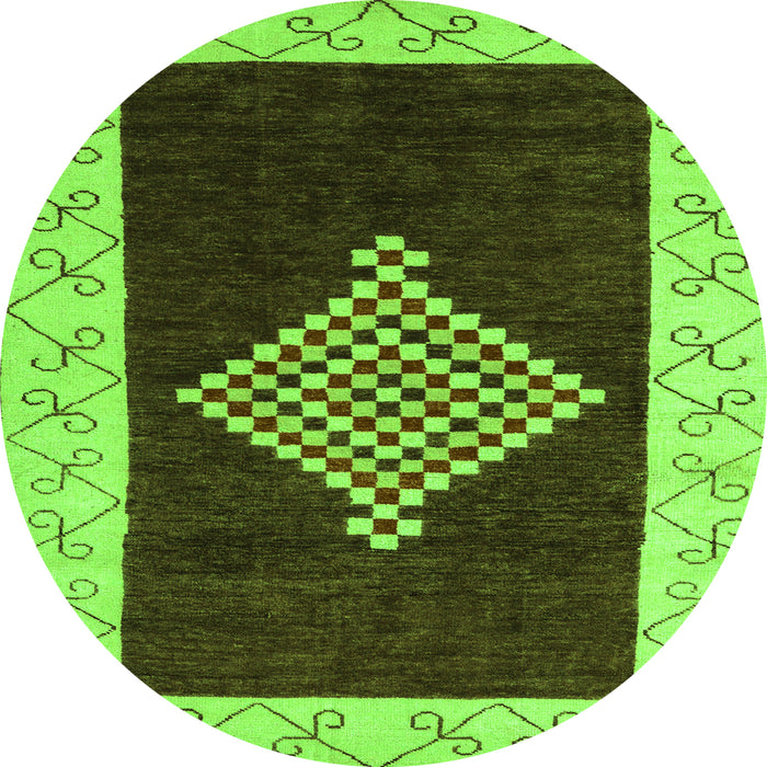 Round Abstract Green Modern Rug, abs4661grn