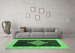 Machine Washable Abstract Emerald Green Modern Area Rugs in a Living Room,, wshabs4661emgrn