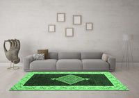 Machine Washable Abstract Emerald Green Modern Rug, wshabs4661emgrn