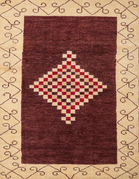 Machine Washable Abstract Saffron Red Rug, wshabs4661