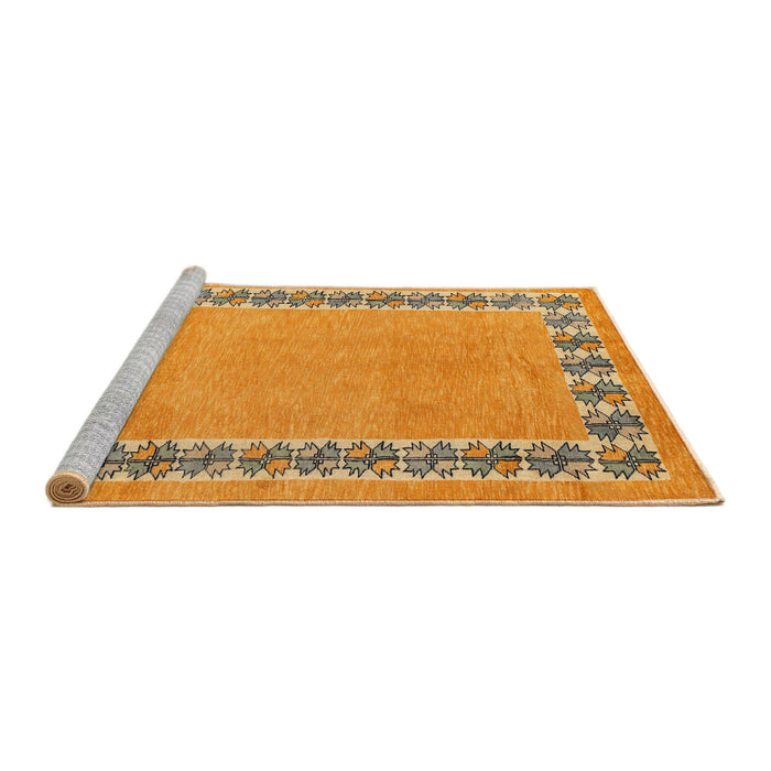 Sideview of Machine Washable Abstract Yellow Rug, wshabs4662