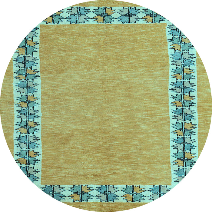 Round Abstract Light Blue Modern Rug, abs4662lblu