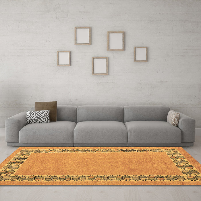 Machine Washable Abstract Brown Modern Rug in a Living Room,, wshabs4662brn
