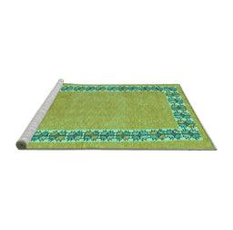 Sideview of Machine Washable Abstract Turquoise Modern Area Rugs, wshabs4662turq
