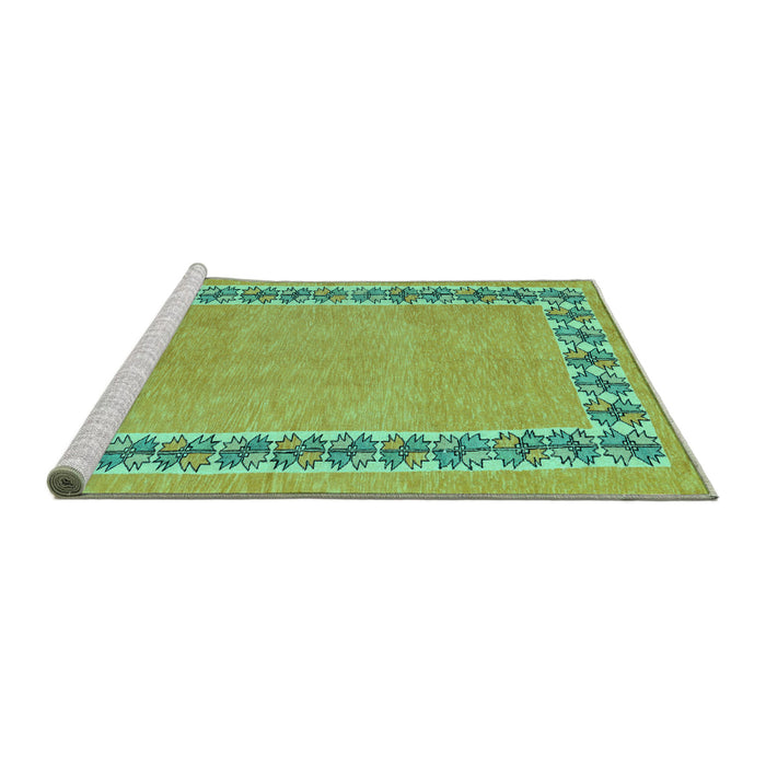 Sideview of Machine Washable Abstract Turquoise Modern Area Rugs, wshabs4662turq