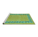 Sideview of Machine Washable Abstract Turquoise Modern Area Rugs, wshabs4662turq