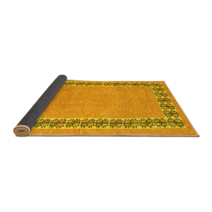 Sideview of Abstract Yellow Modern Rug, abs4662yw