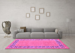 Machine Washable Abstract Purple Modern Area Rugs in a Living Room, wshabs4662pur