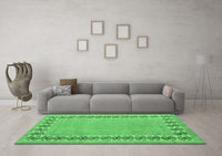 Machine Washable Abstract Emerald Green Modern Rug, wshabs4662emgrn