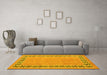 Machine Washable Abstract Yellow Modern Rug in a Living Room, wshabs4662yw