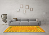 Machine Washable Abstract Yellow Modern Rug, wshabs4662yw