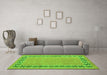 Machine Washable Abstract Green Modern Area Rugs in a Living Room,, wshabs4662grn