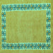 Square Machine Washable Abstract Turquoise Modern Area Rugs, wshabs4662turq