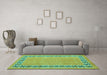 Machine Washable Abstract Turquoise Modern Area Rugs in a Living Room,, wshabs4662turq