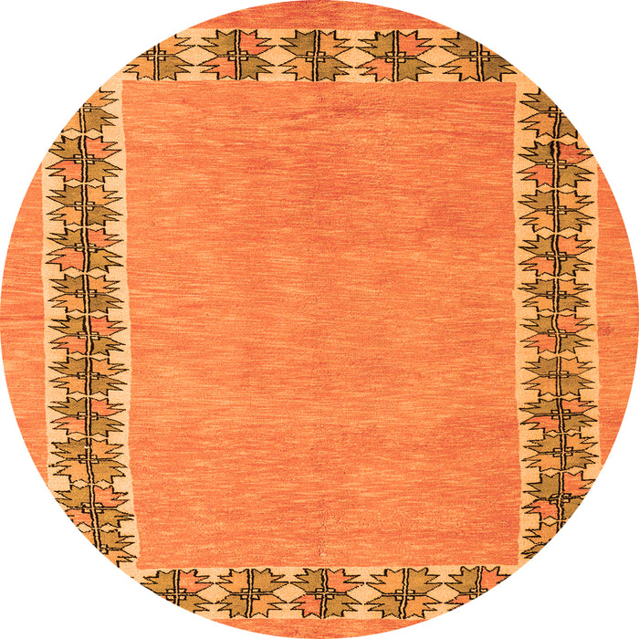 Round Abstract Orange Modern Rug, abs4662org