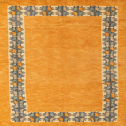 Square Machine Washable Abstract Yellow Rug, wshabs4662