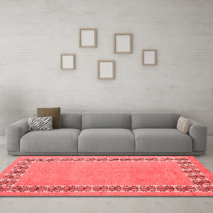 Modern Red Washable Rugs