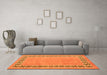 Machine Washable Abstract Orange Modern Area Rugs in a Living Room, wshabs4662org