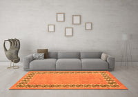 Machine Washable Abstract Orange Modern Rug, wshabs4662org