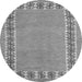 Round Machine Washable Abstract Gray Modern Rug, wshabs4662gry