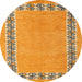 Round Machine Washable Abstract Yellow Rug, wshabs4662