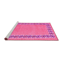 Sideview of Machine Washable Abstract Pink Modern Rug, wshabs4662pnk