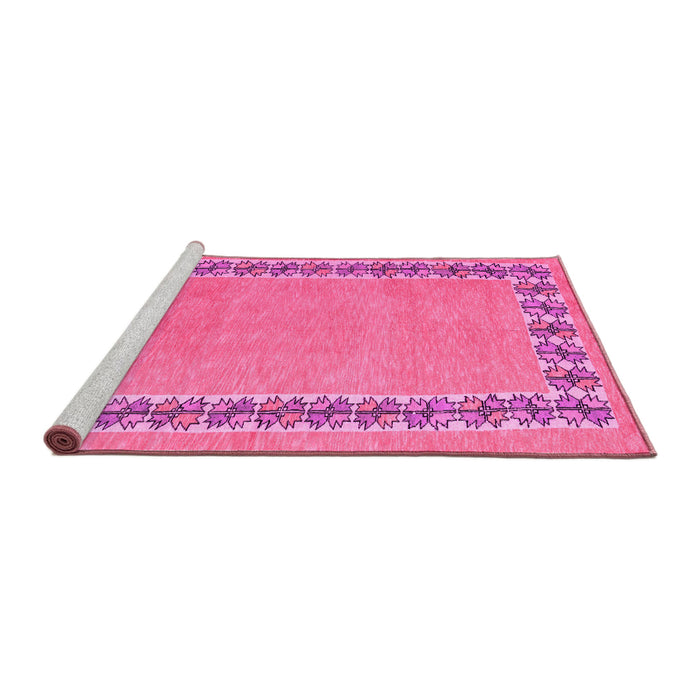 Sideview of Machine Washable Abstract Pink Modern Rug, wshabs4662pnk