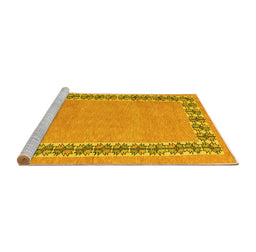 Sideview of Machine Washable Abstract Yellow Modern Rug, wshabs4662yw