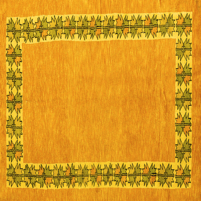 Square Machine Washable Abstract Yellow Modern Rug, wshabs4662yw