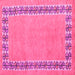 Square Machine Washable Abstract Pink Modern Rug, wshabs4662pnk