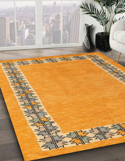 Machine Washable Abstract Yellow Rug in a Family Room, wshabs4662