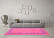 Machine Washable Abstract Pink Modern Rug in a Living Room, wshabs4662pnk