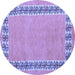 Round Machine Washable Abstract Blue Modern Rug, wshabs4662blu