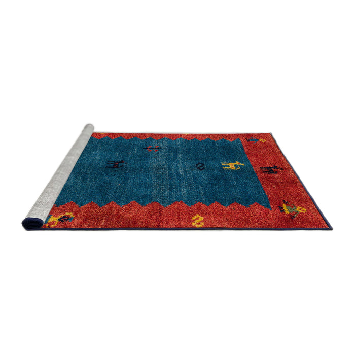 Sideview of Machine Washable Abstract Red Rug, wshabs4663