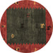 Round Machine Washable Abstract Brown Modern Rug, wshabs4663brn