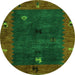 Round Abstract Green Modern Rug, abs4663grn