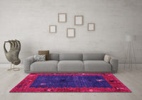 Machine Washable Abstract Pink Modern Rug, wshabs4663pnk