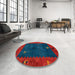 Round Abstract Red Modern Rug in a Office, abs4663