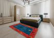 Abstract Red Modern Rug in a Bedroom, abs4663