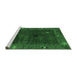 Sideview of Machine Washable Abstract Emerald Green Modern Area Rugs, wshabs4663emgrn