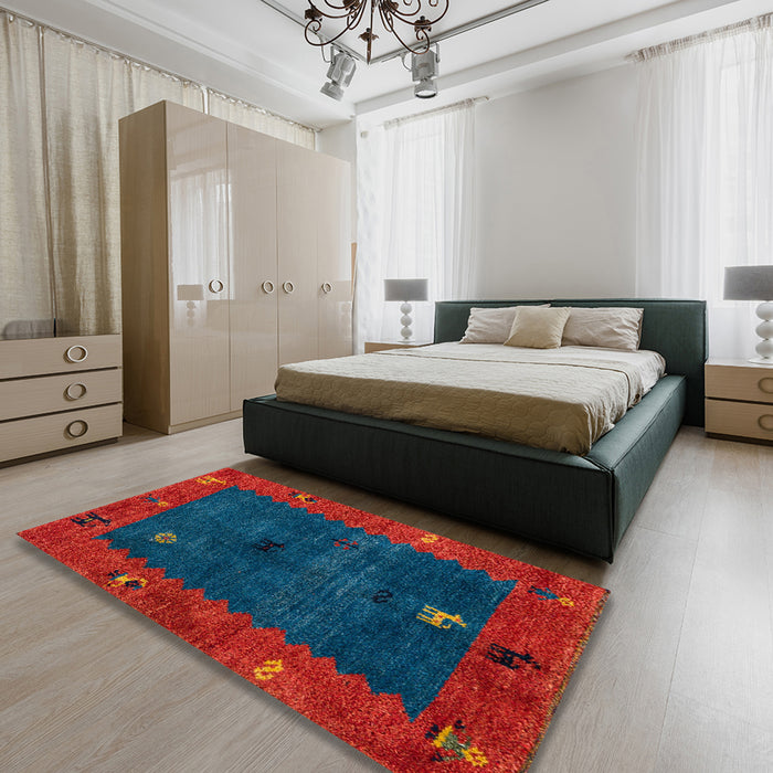 Machine Washable Abstract Red Rug in a Bedroom, wshabs4663