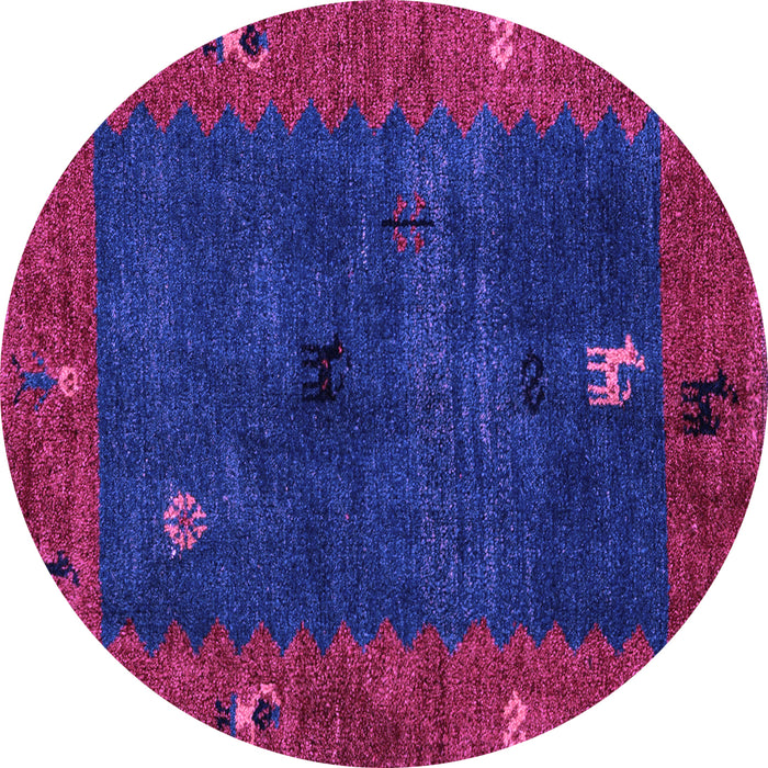 Round Machine Washable Abstract Purple Modern Area Rugs, wshabs4663pur