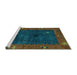 Sideview of Machine Washable Abstract Turquoise Modern Area Rugs, wshabs4663turq