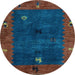 Round Abstract Light Blue Modern Rug, abs4663lblu