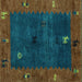 Square Abstract Turquoise Modern Rug, abs4663turq