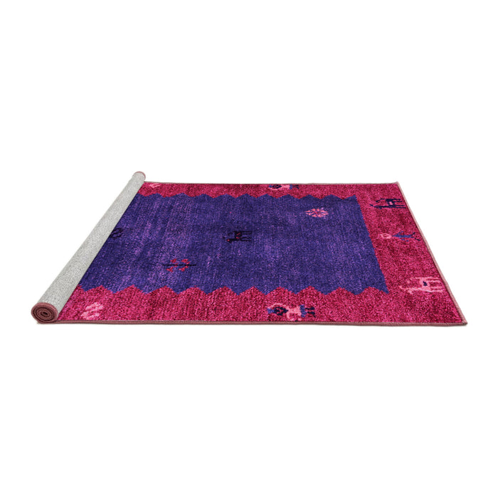 Sideview of Machine Washable Abstract Pink Modern Rug, wshabs4663pnk