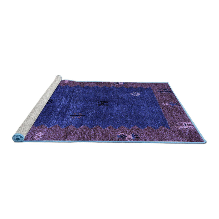 Sideview of Machine Washable Abstract Blue Modern Rug, wshabs4663blu