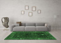 Machine Washable Abstract Emerald Green Modern Rug, wshabs4663emgrn