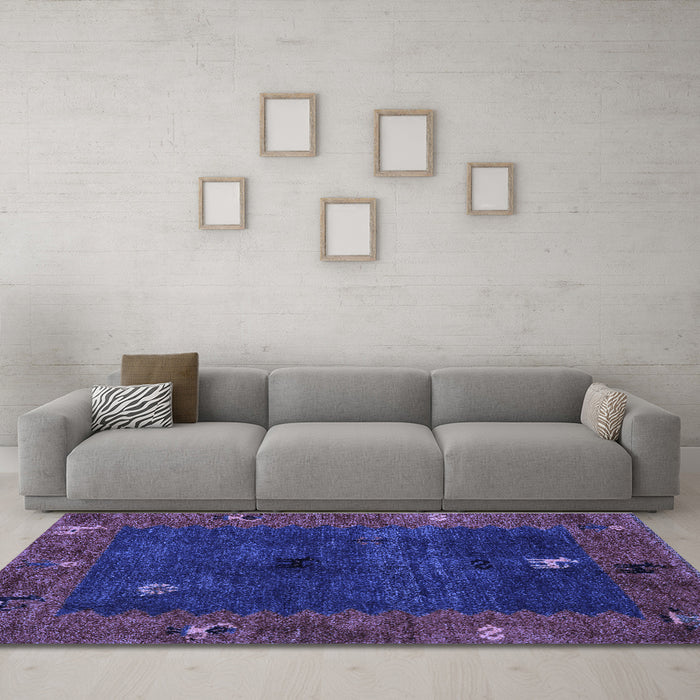 Machine Washable Abstract Blue Modern Rug in a Living Room, wshabs4663blu
