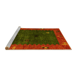 Sideview of Machine Washable Abstract Yellow Modern Rug, wshabs4663yw